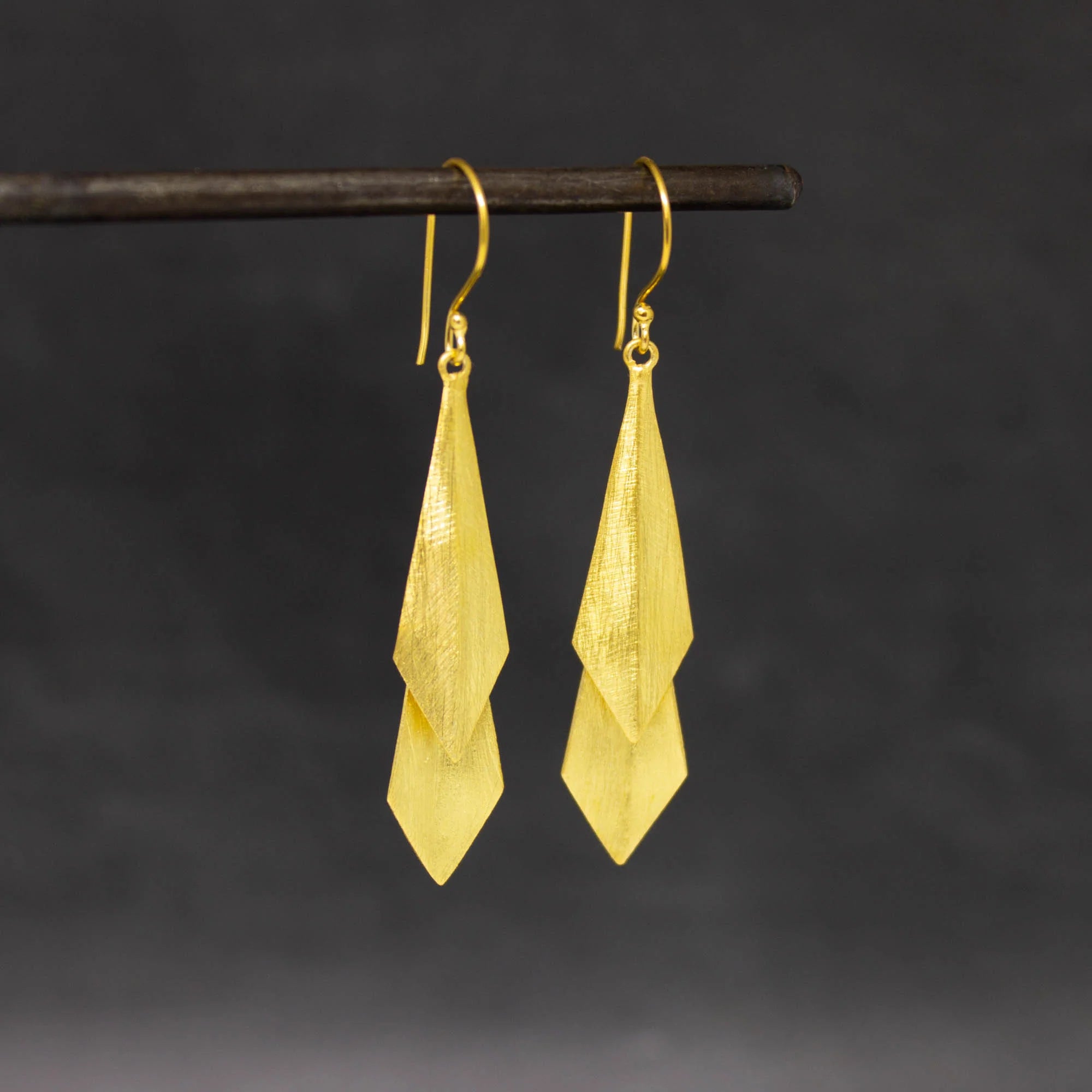 Gold Brushed Geometric Drop Earrings