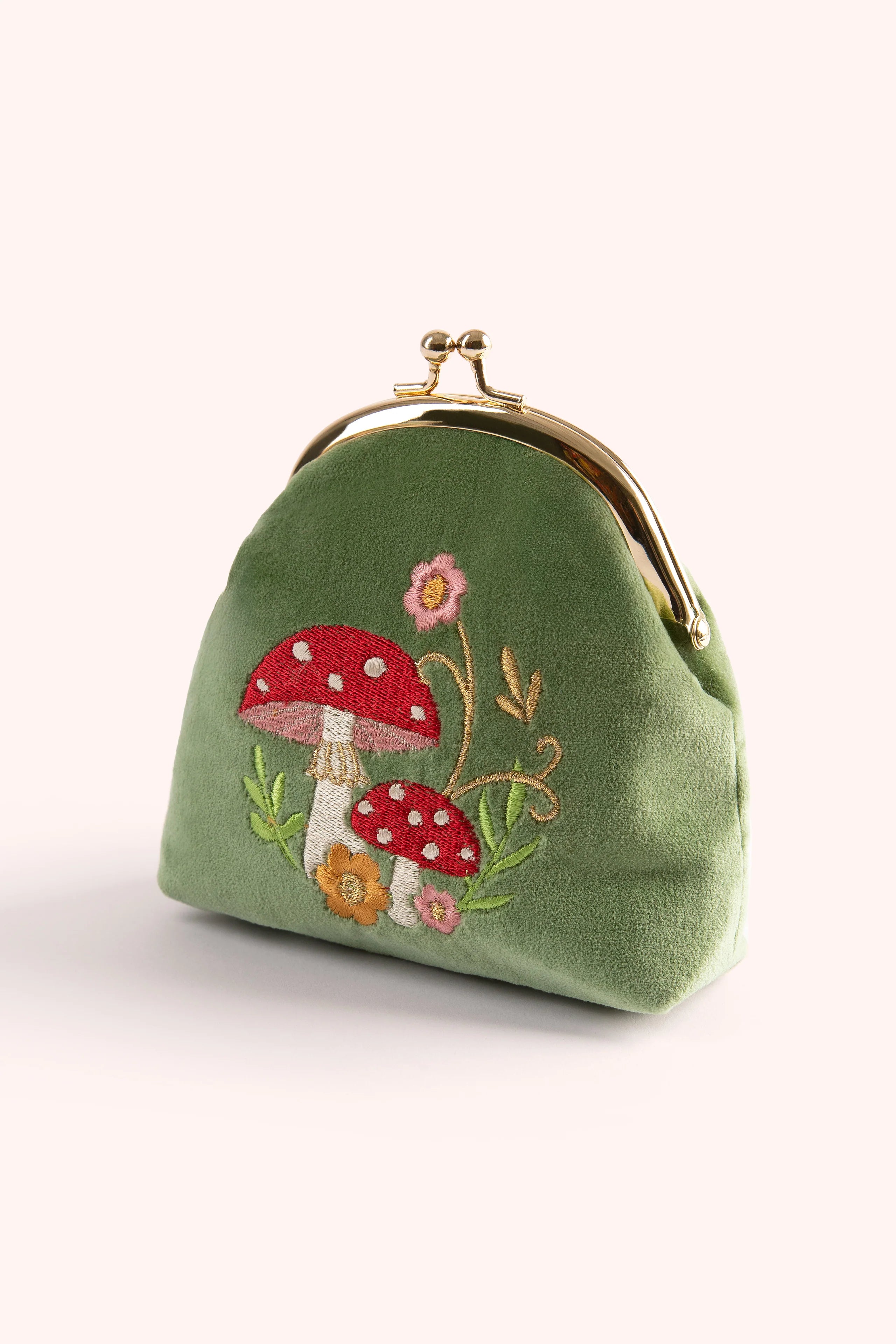 Powder- Velvet Coin Purse - Toadstools