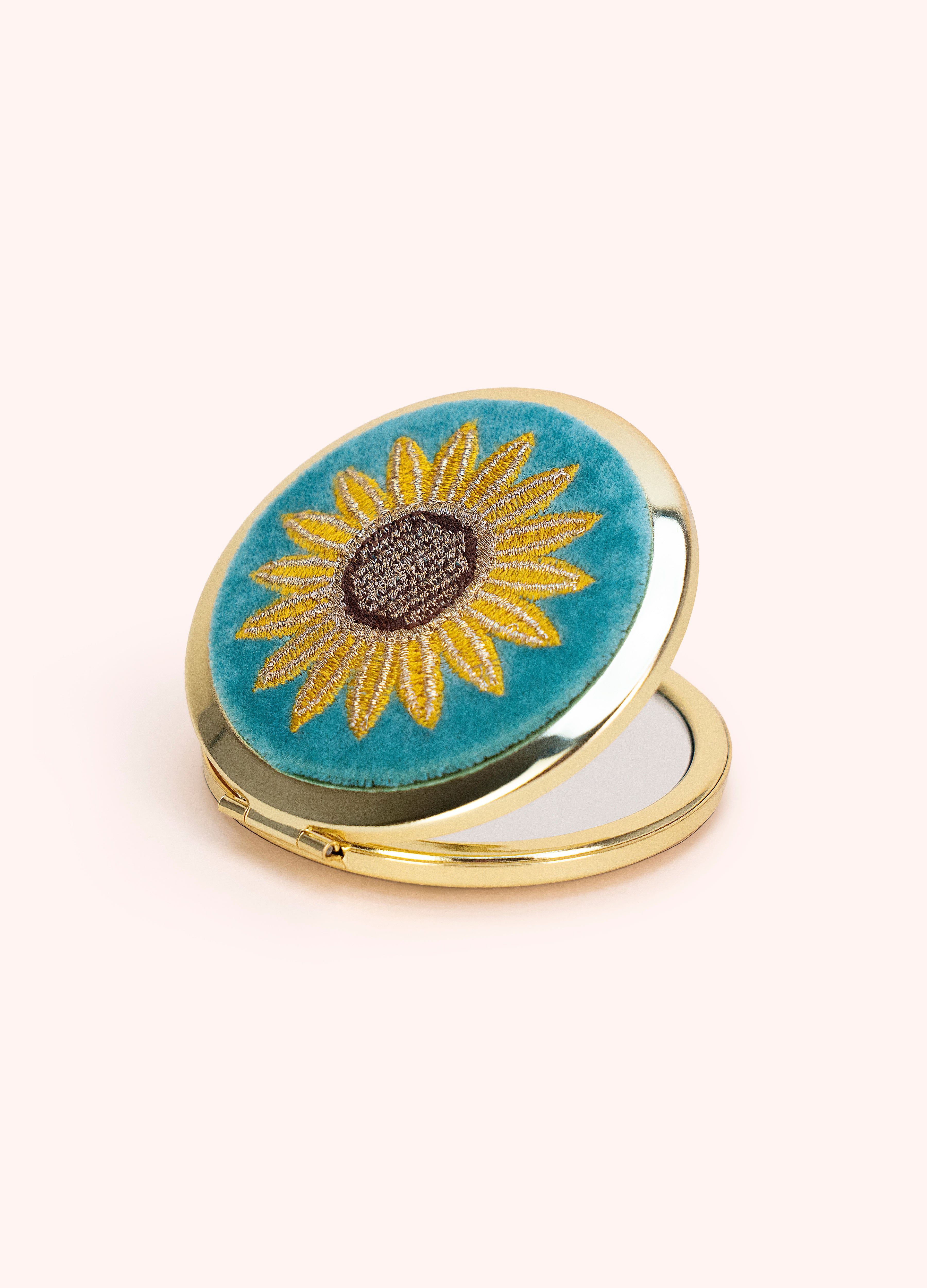 Powder - Embroidered Compact Mirror - Summer Sunflower