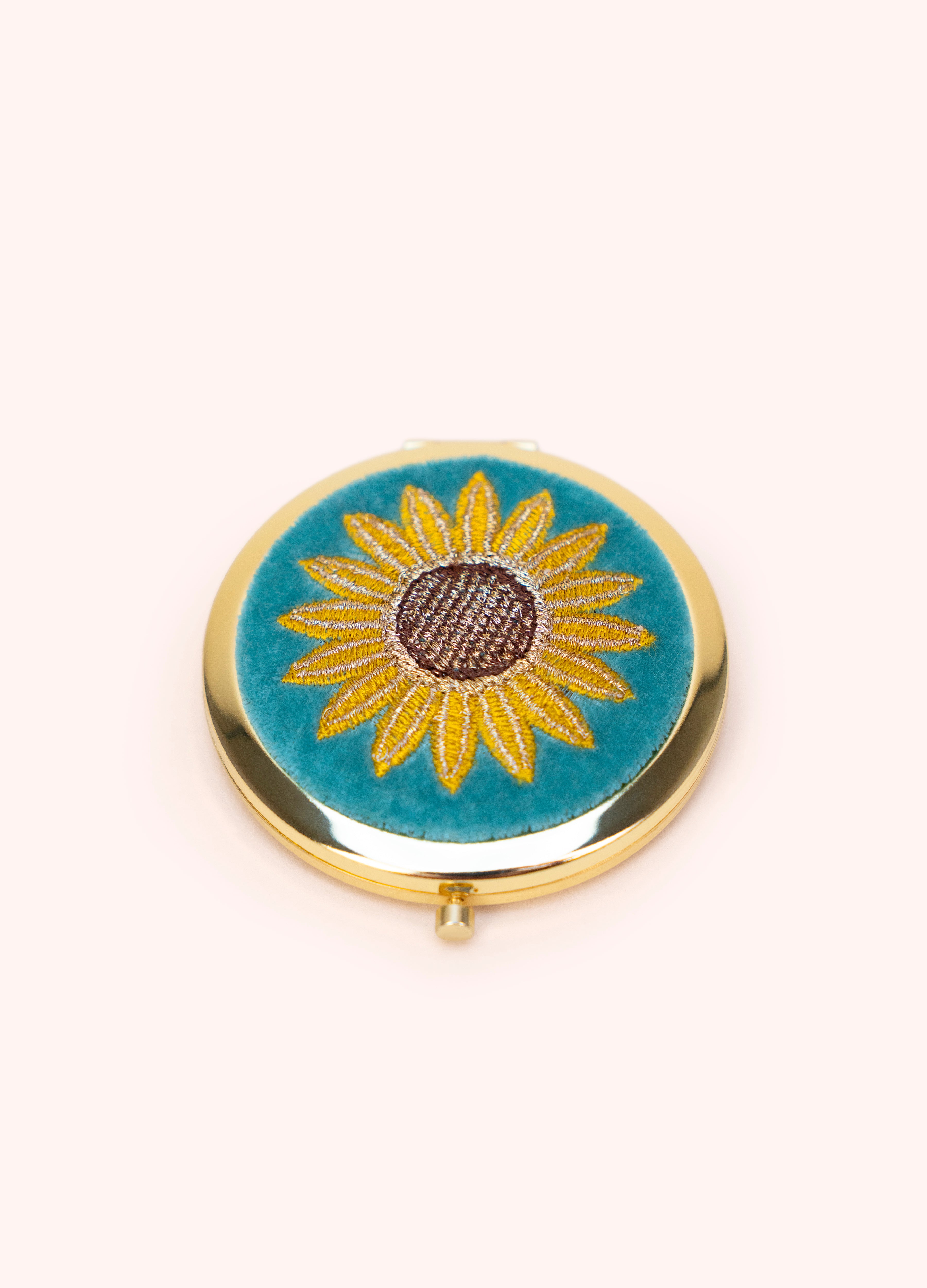 Powder - Embroidered Compact Mirror - Summer Sunflower