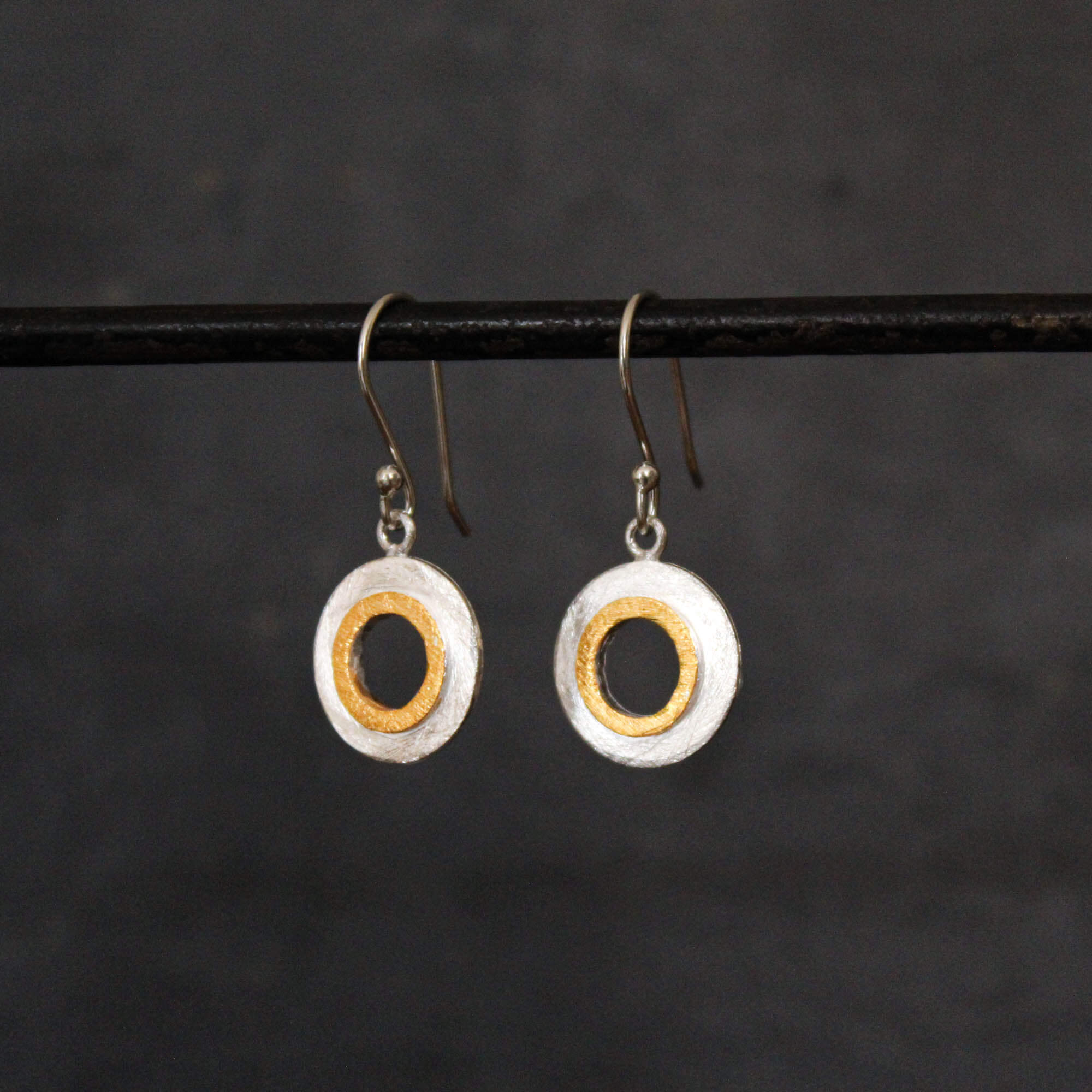 Mixed Metals Brushed Circle Earrings