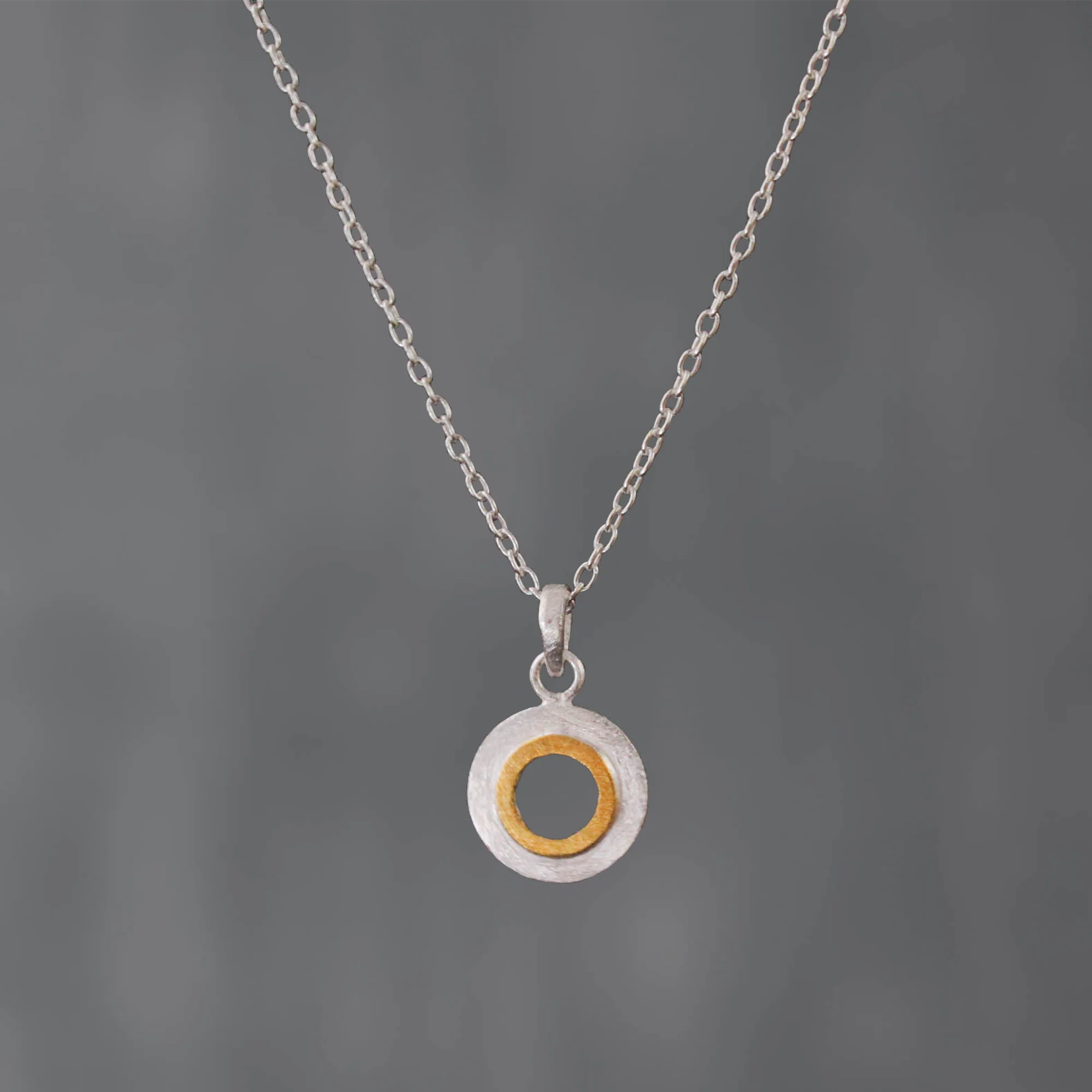 Mixed Metals Brushed Open Circle Pendant