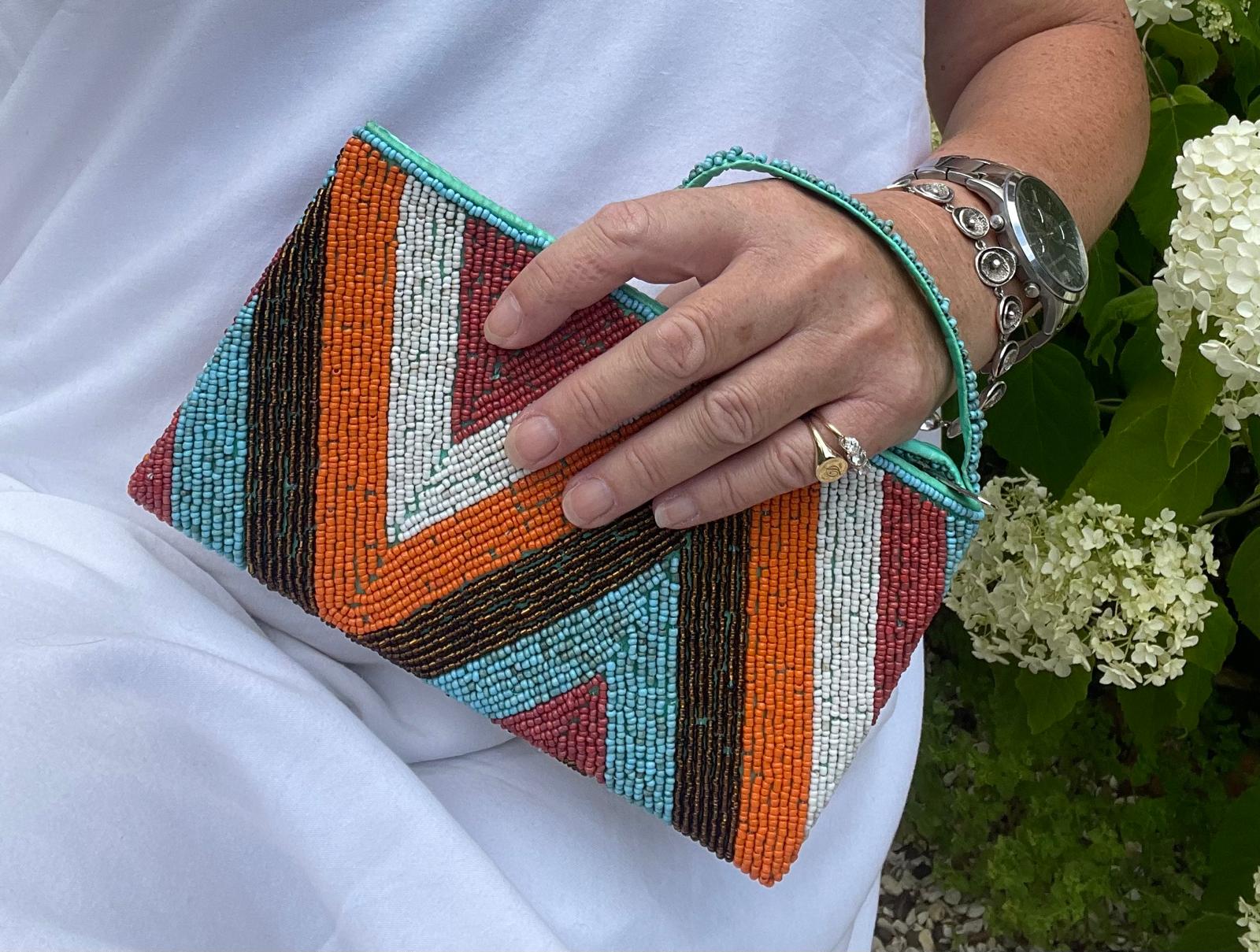 Beaded Clutch Bag - Zig Zag Design