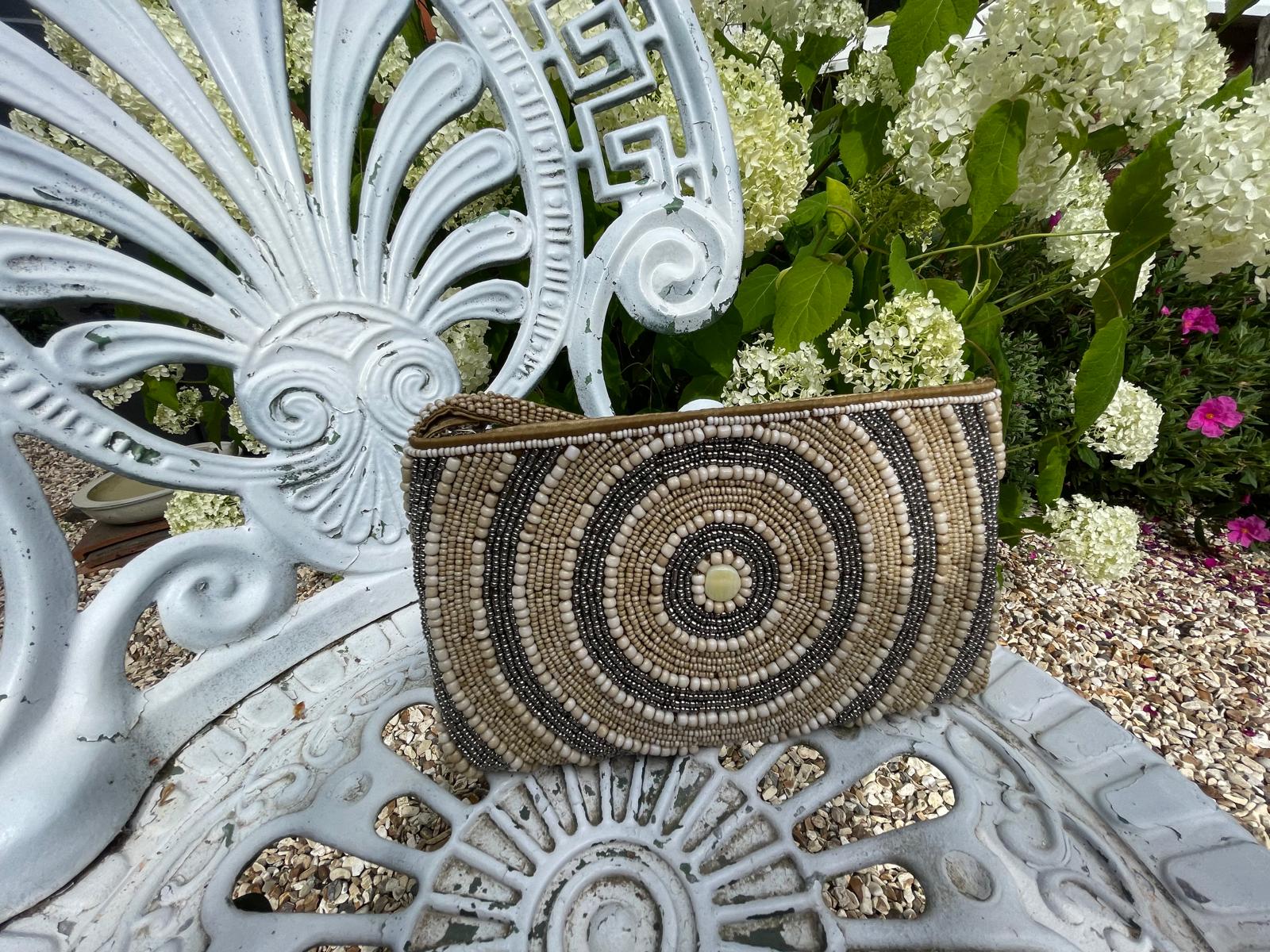 BEADED CLUTCH BAG – CIRCLE DESIGN