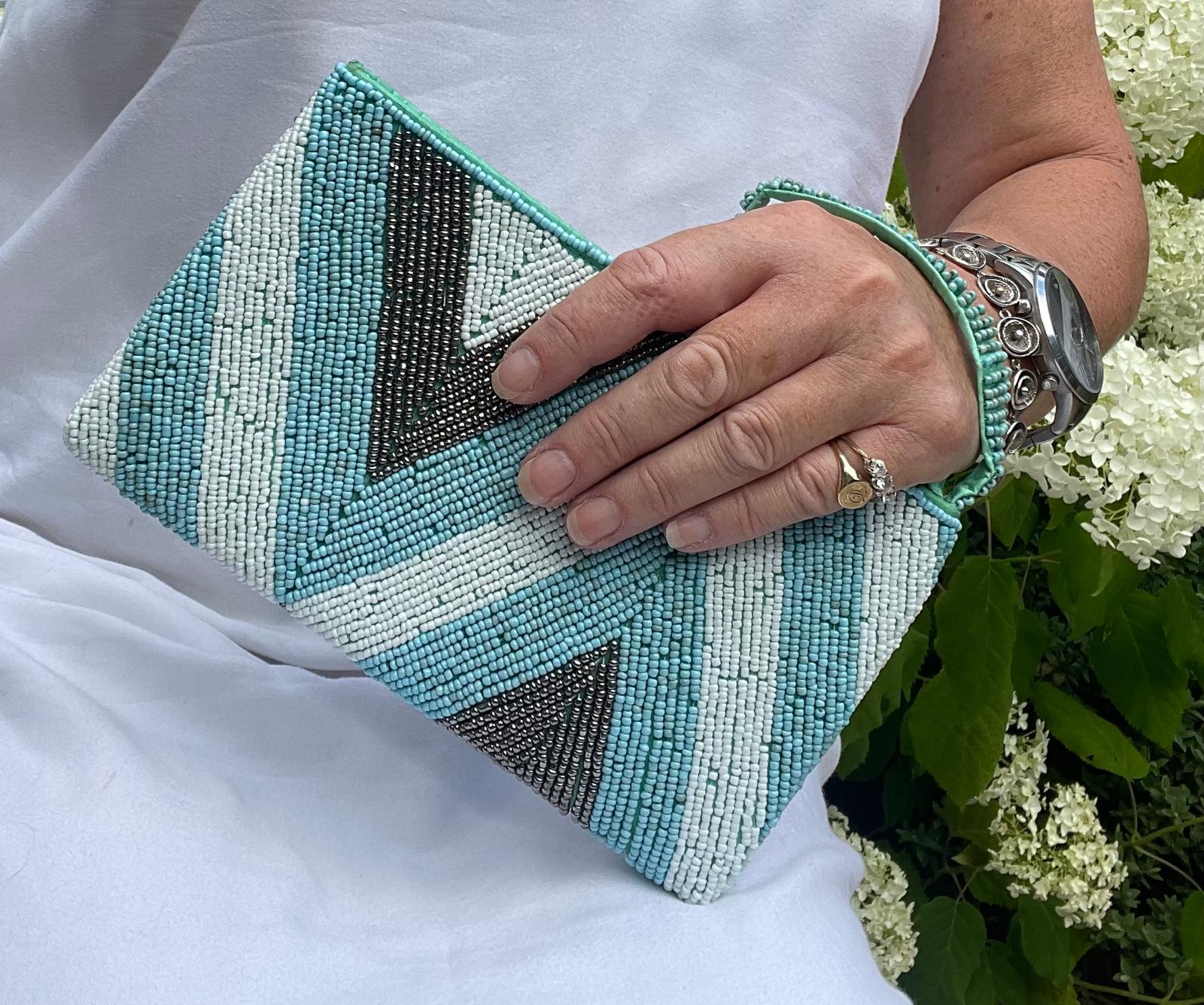 Beaded Clutch Bag - Zig Zag Design