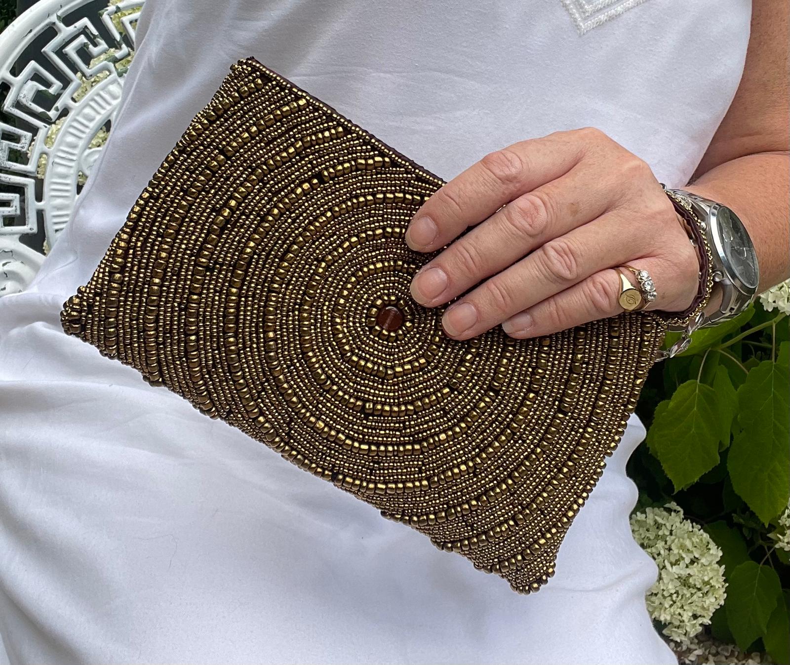 BEADED CLUTCH BAG – CIRCLE DESIGN