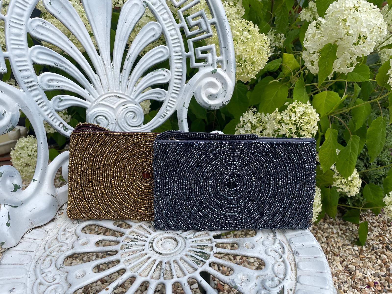 BEADED CLUTCH BAG – CIRCLE DESIGN
