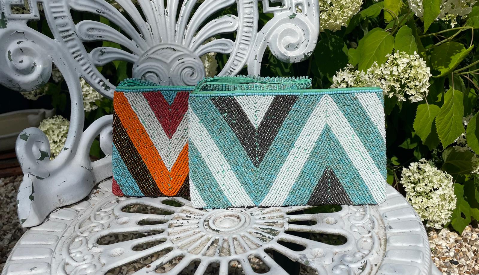 Beaded Clutch Bag - Zig Zag Design