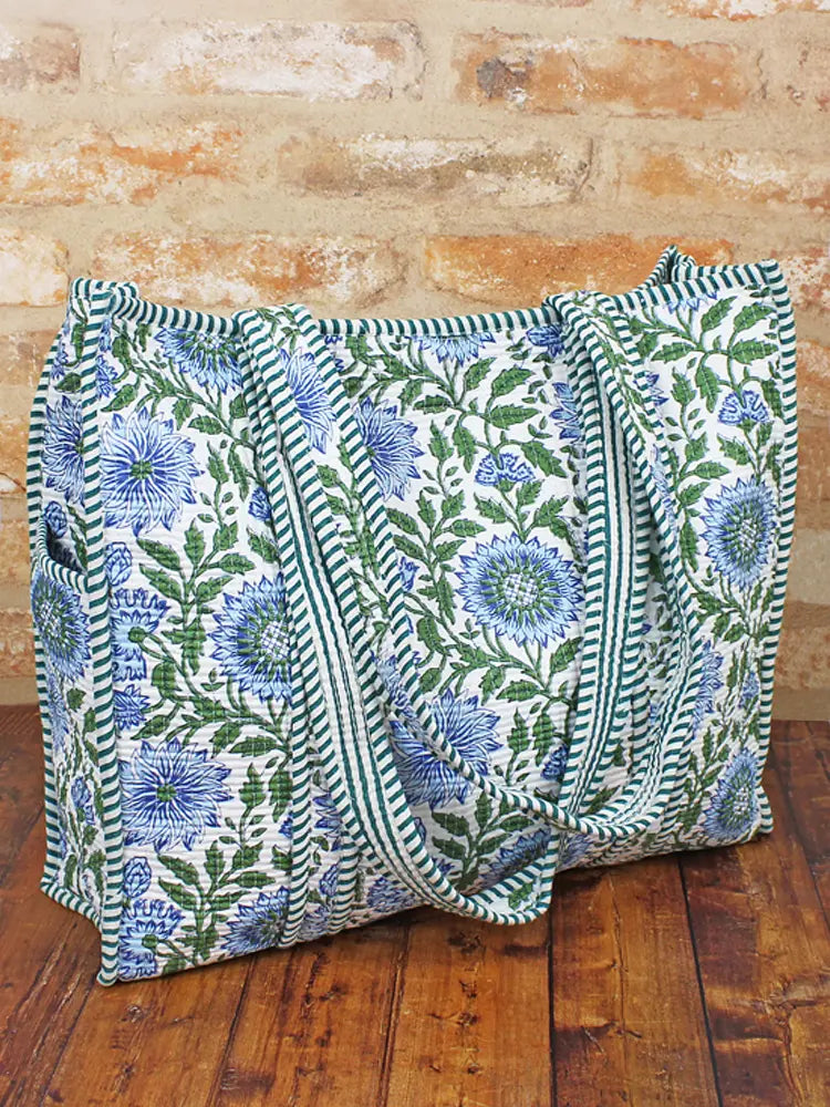 Suzie Blue - Quilted Cotton Tote Bag