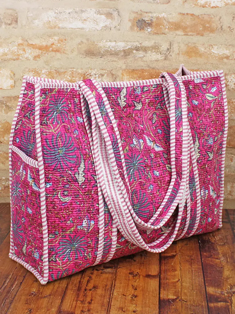 Suzie Blue - Quilted Cotton Tote Bag