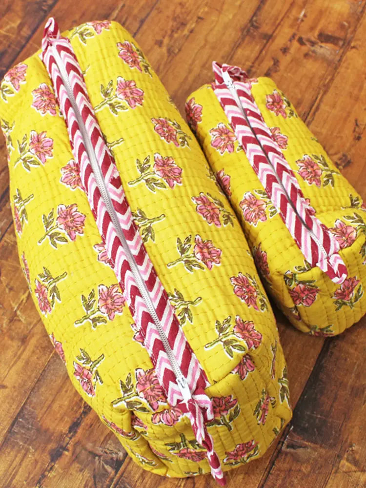 Suzie Blue - Set of 2 Quilted Wash Bags