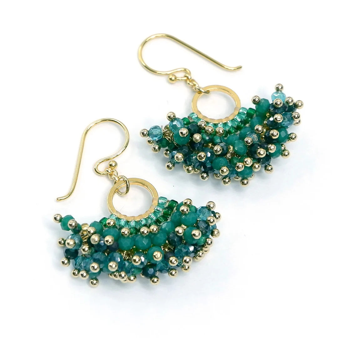 Handcrafted Gemstone & Crystal Earrings – 18K Gold-Plated 925 Silver Hooks
