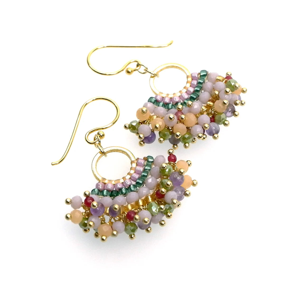 Handcrafted Gemstone & Crystal Earrings – 18K Gold-Plated 925 Silver Hooks