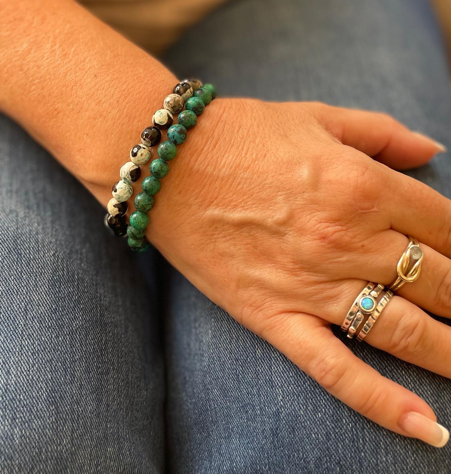 Beaded Bracelet - Brown & Cream