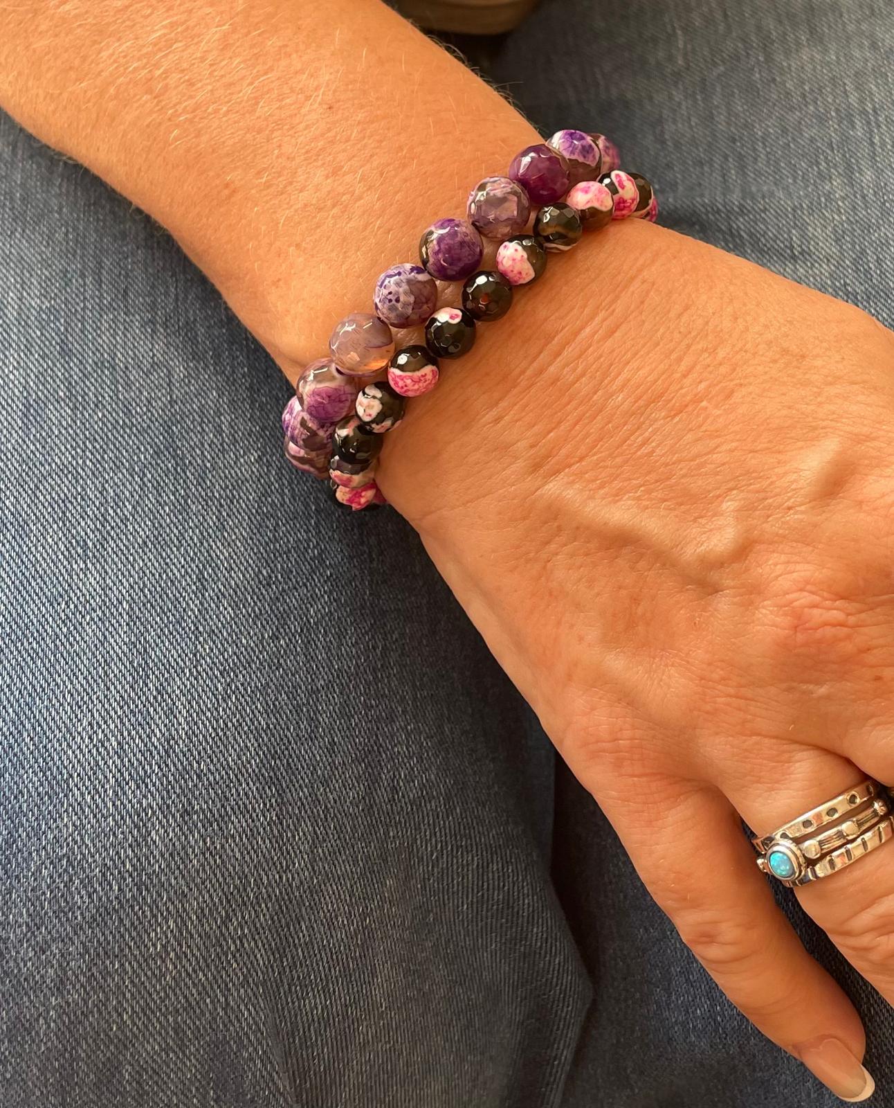 Beaded Bracelet - Pink & Brown
