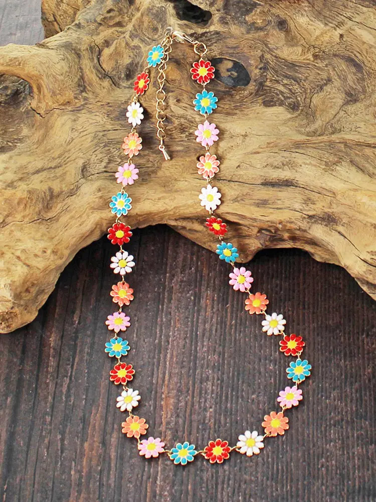 Enamel Flower Necklace