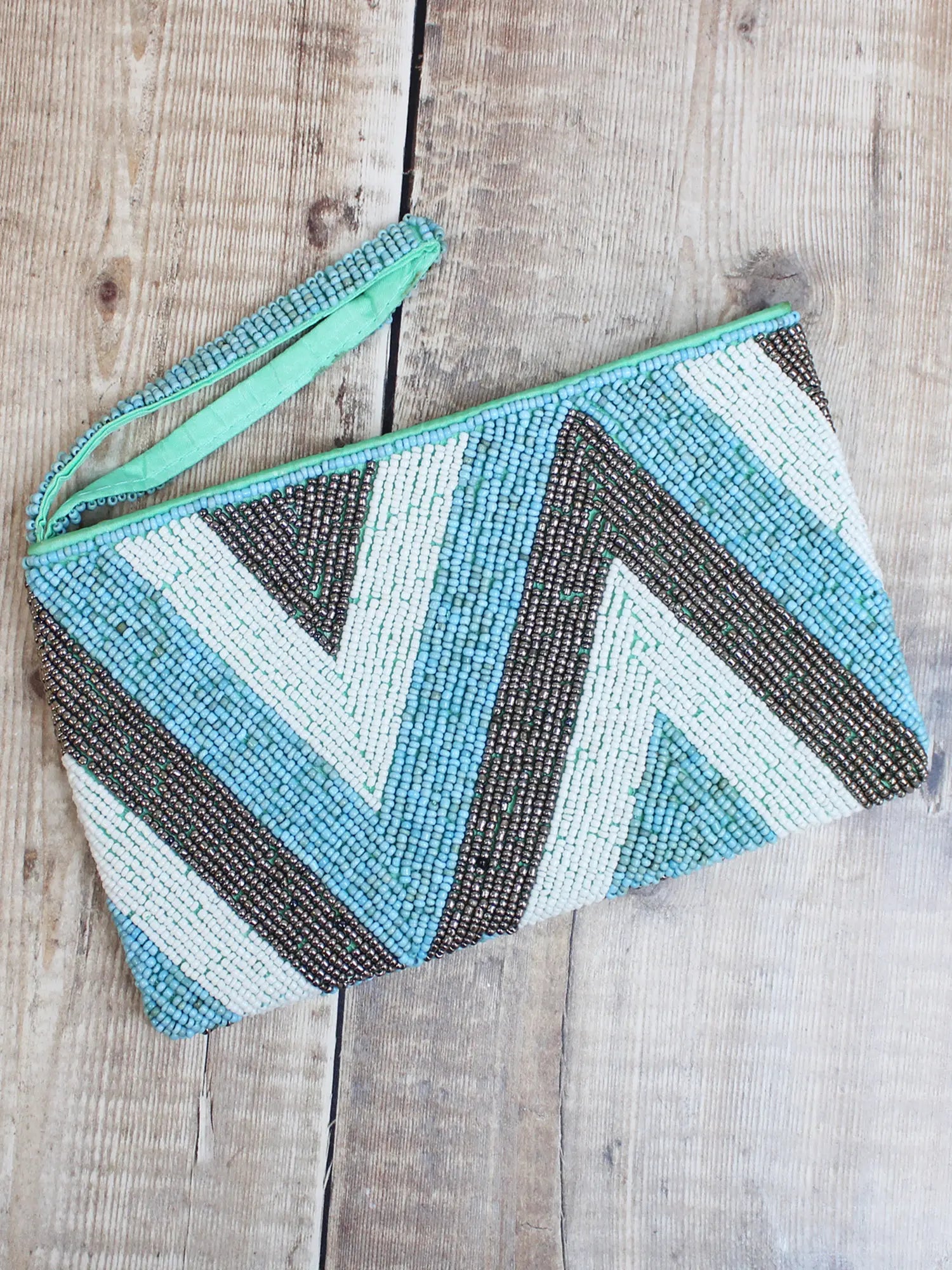 Beaded Clutch Bag - Zig Zag Design