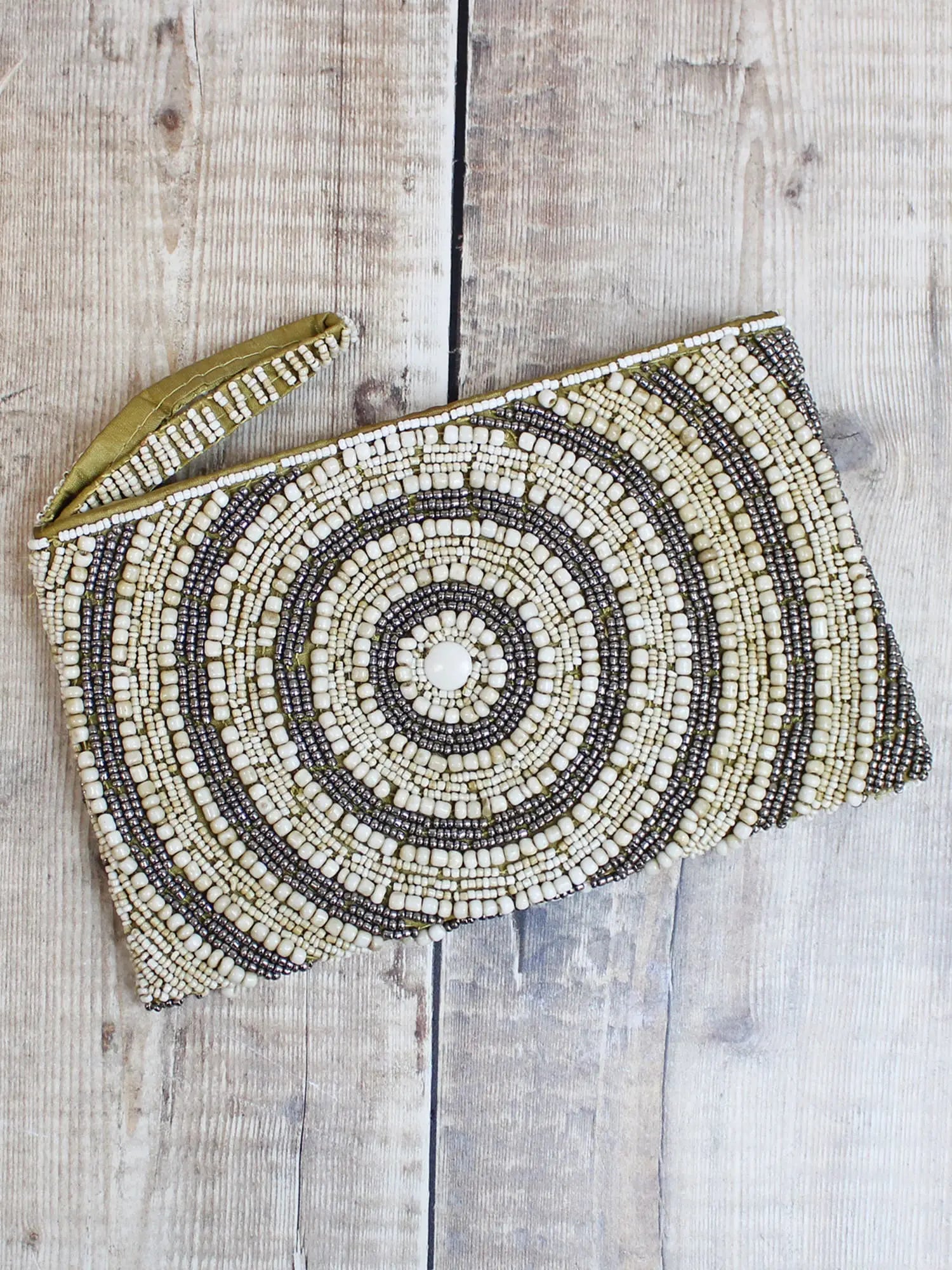 BEADED CLUTCH BAG – CIRCLE DESIGN