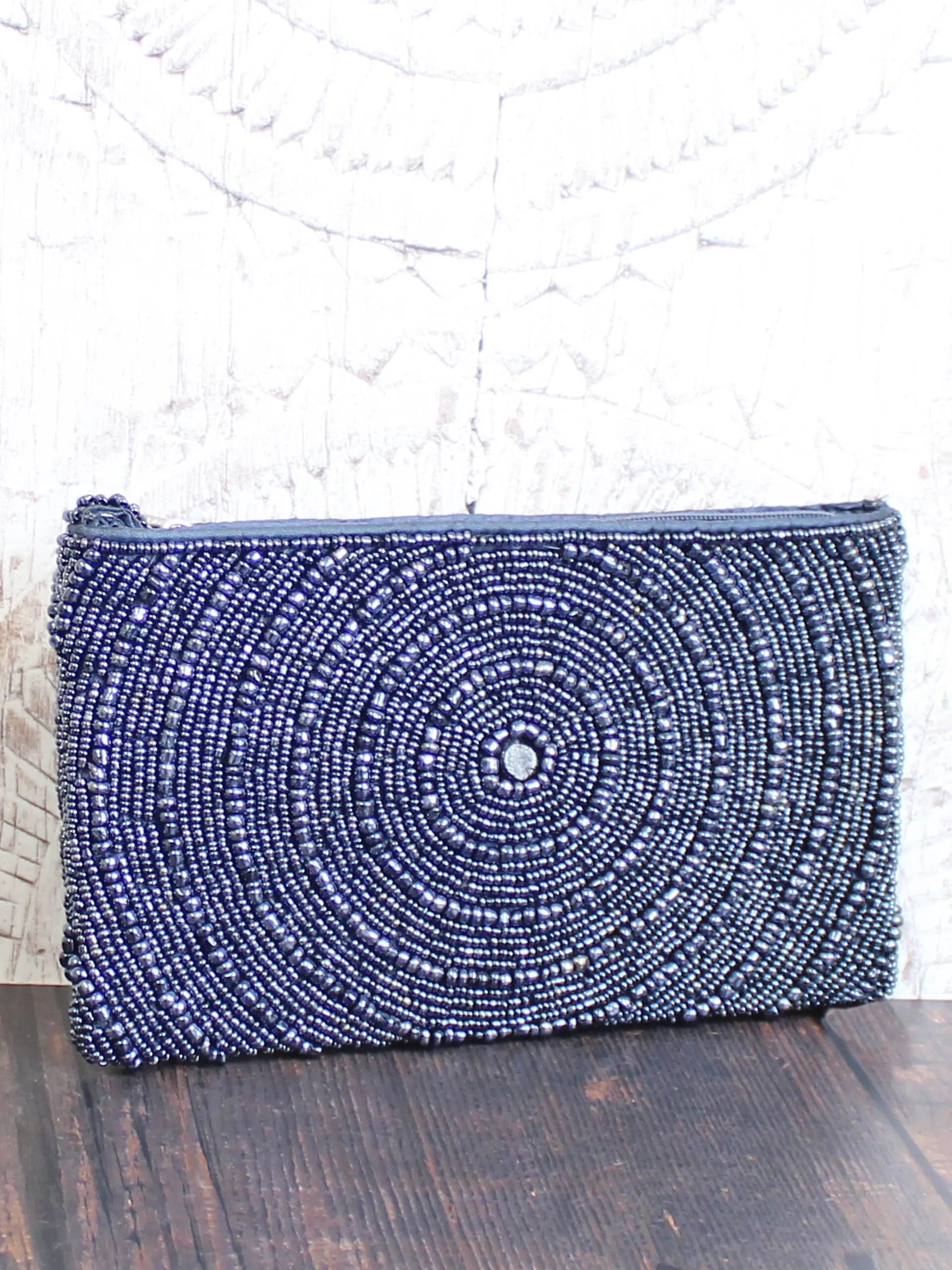 BEADED CLUTCH BAG – CIRCLE DESIGN