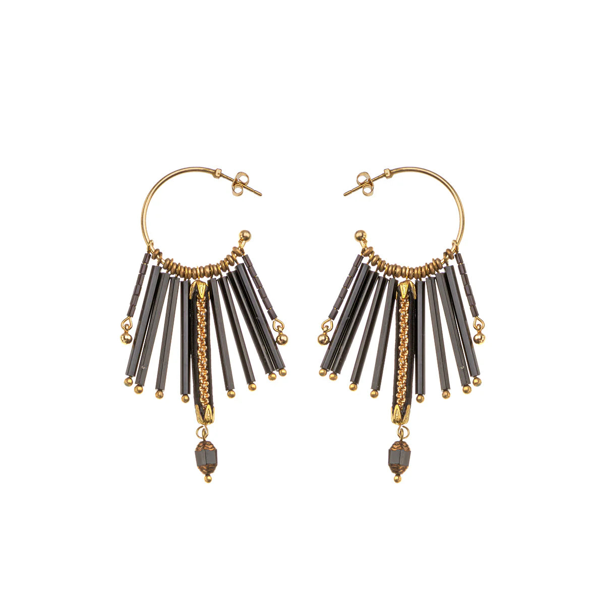 Black Hoop Asha Earrings