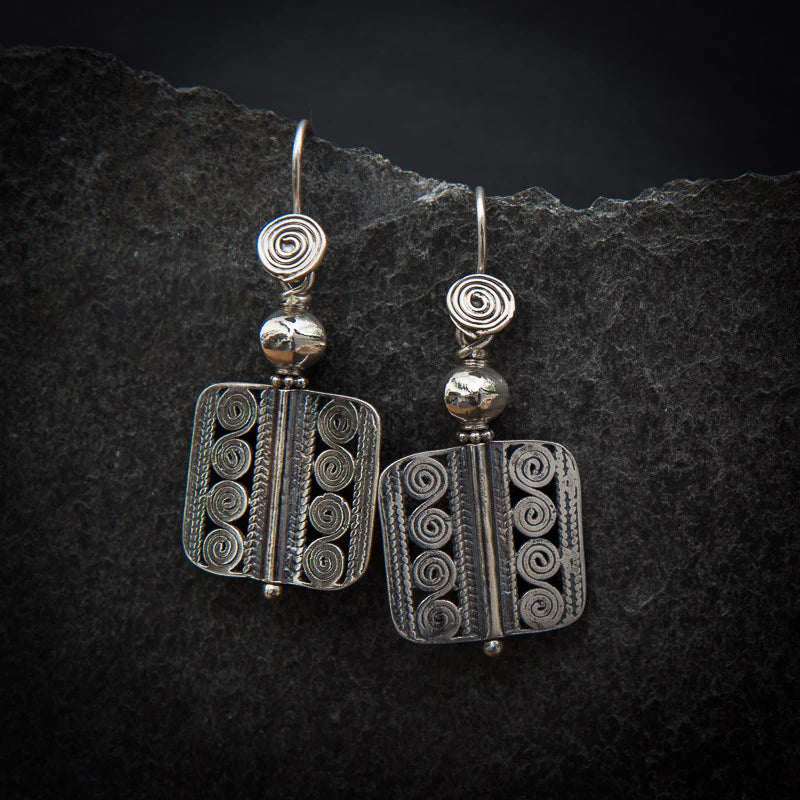 Geometric Sterling Silver Spiral Earrings
