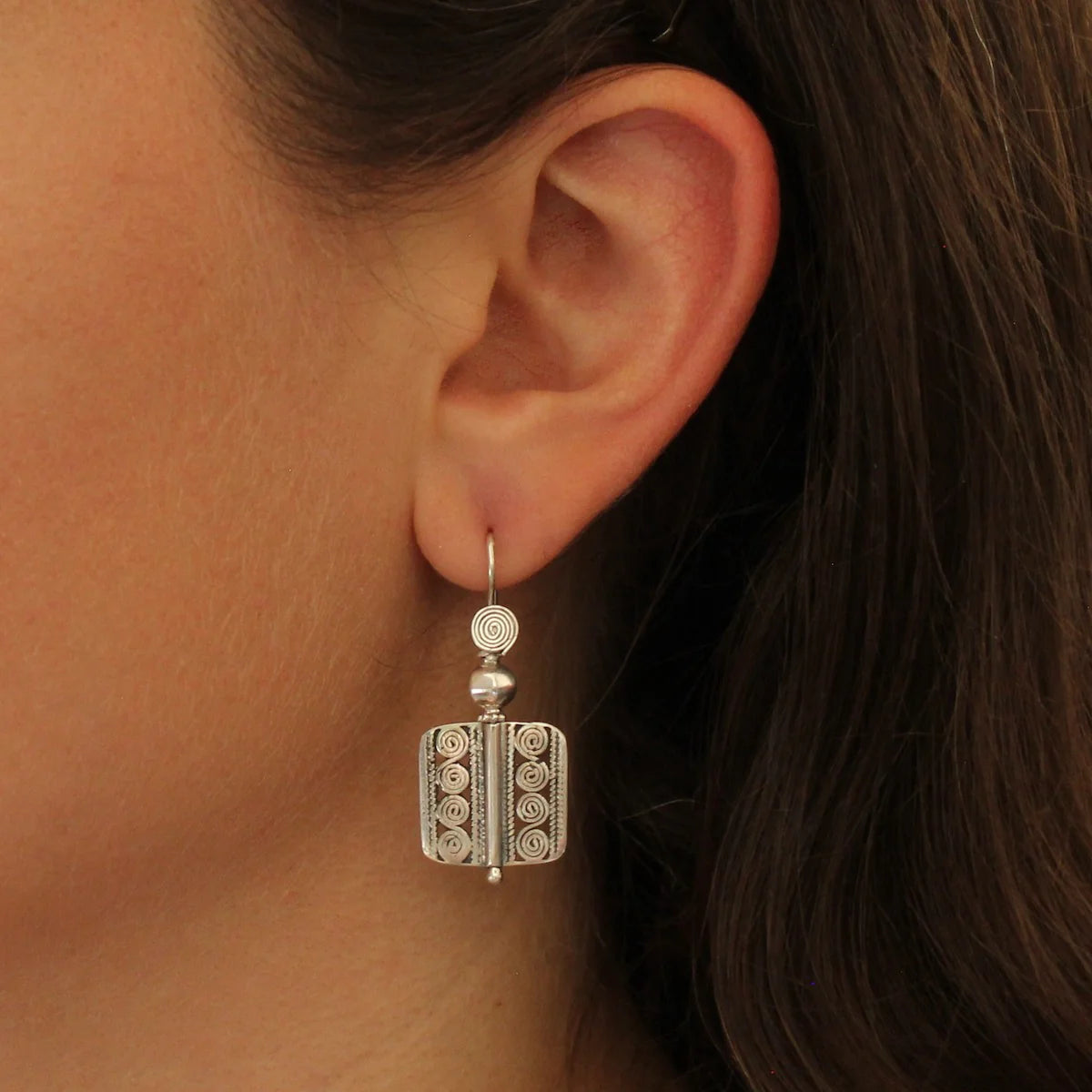 Geometric Sterling Silver Spiral Earrings
