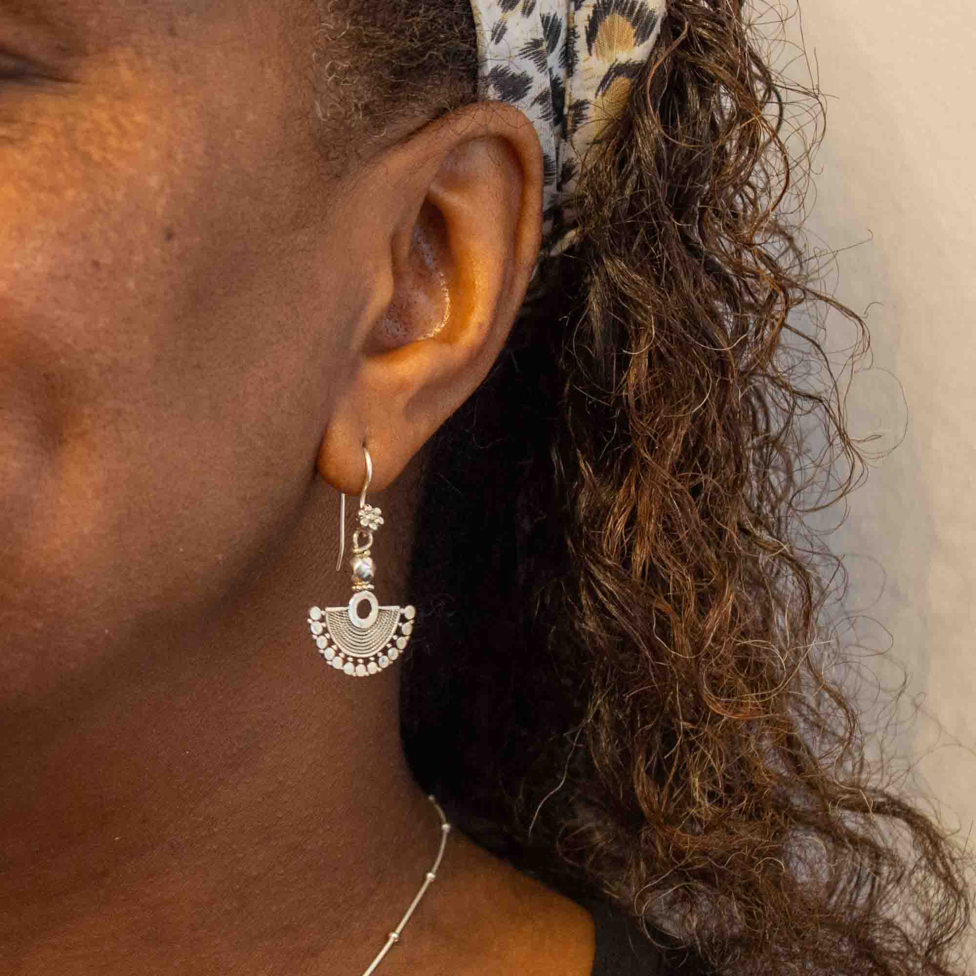 Silver Wirework Fan Earrings