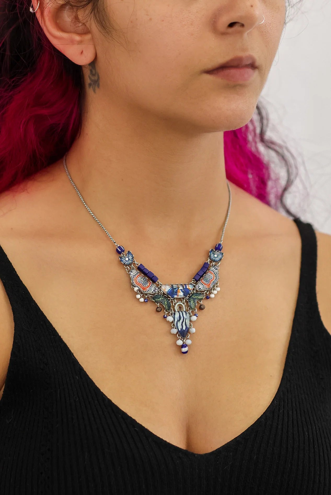 Blue Domes Set, Casual Glass Necklace, Delphi