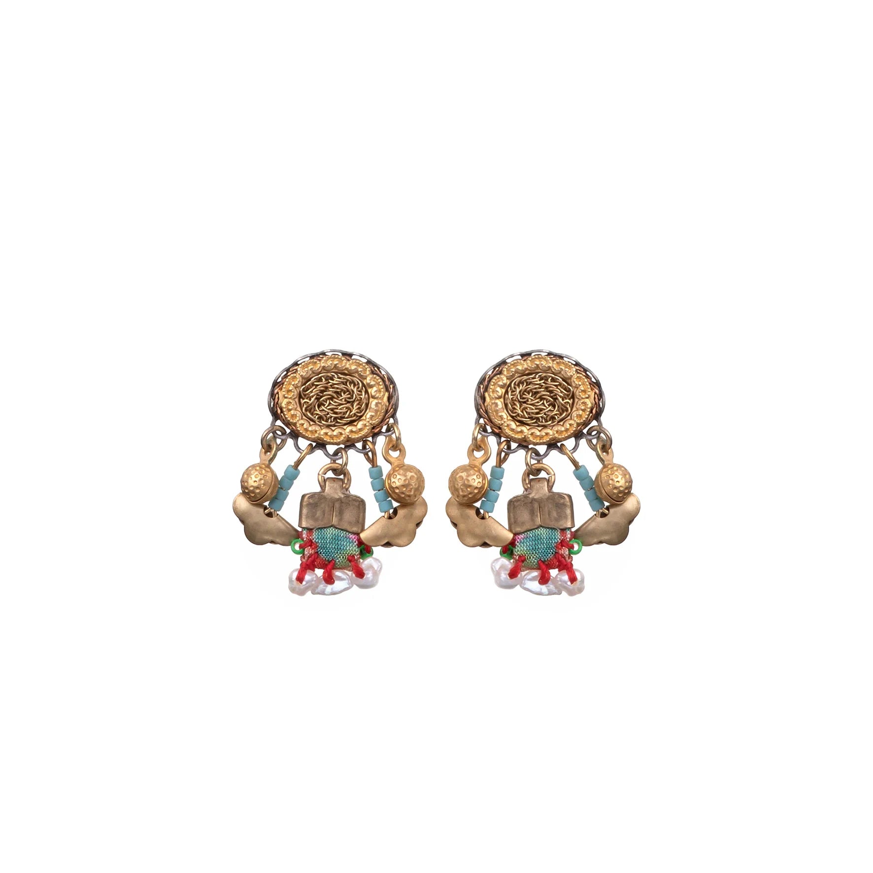 Gold Bohemian Hook Earrings Queen of Sheba Set, Seraphina