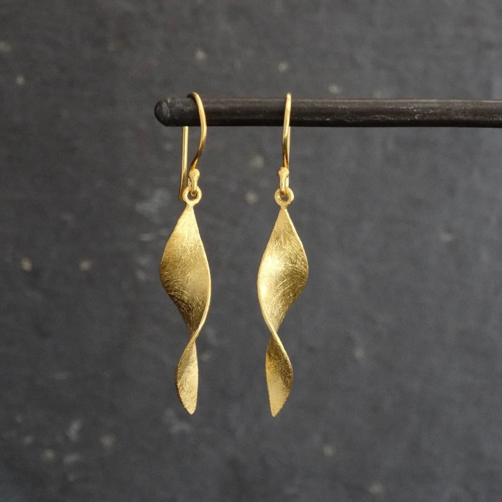 Gold Brushed Twist Earrings