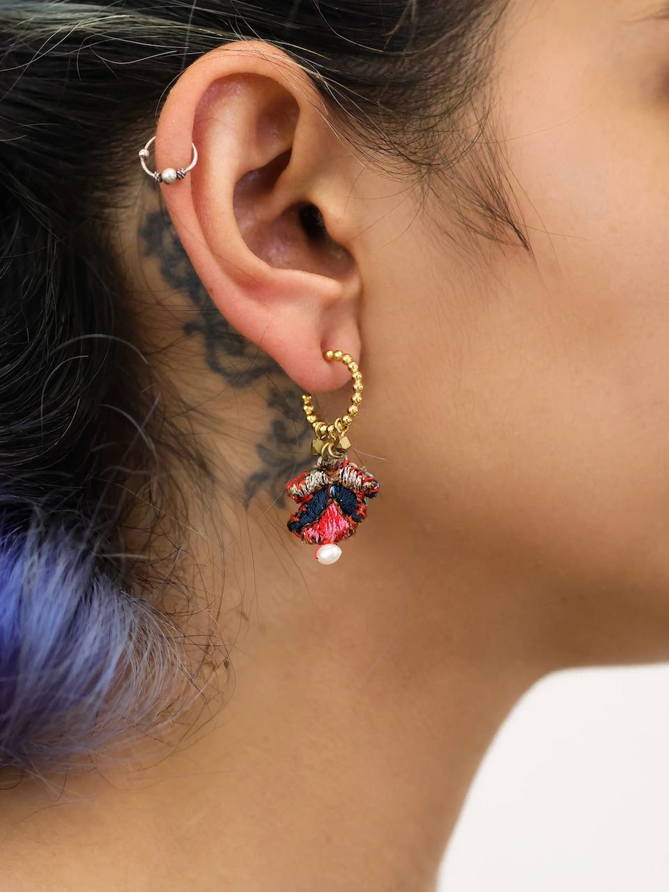Ayala Bar - Zara Small Hoop Earrings-Embroidered Garden Set