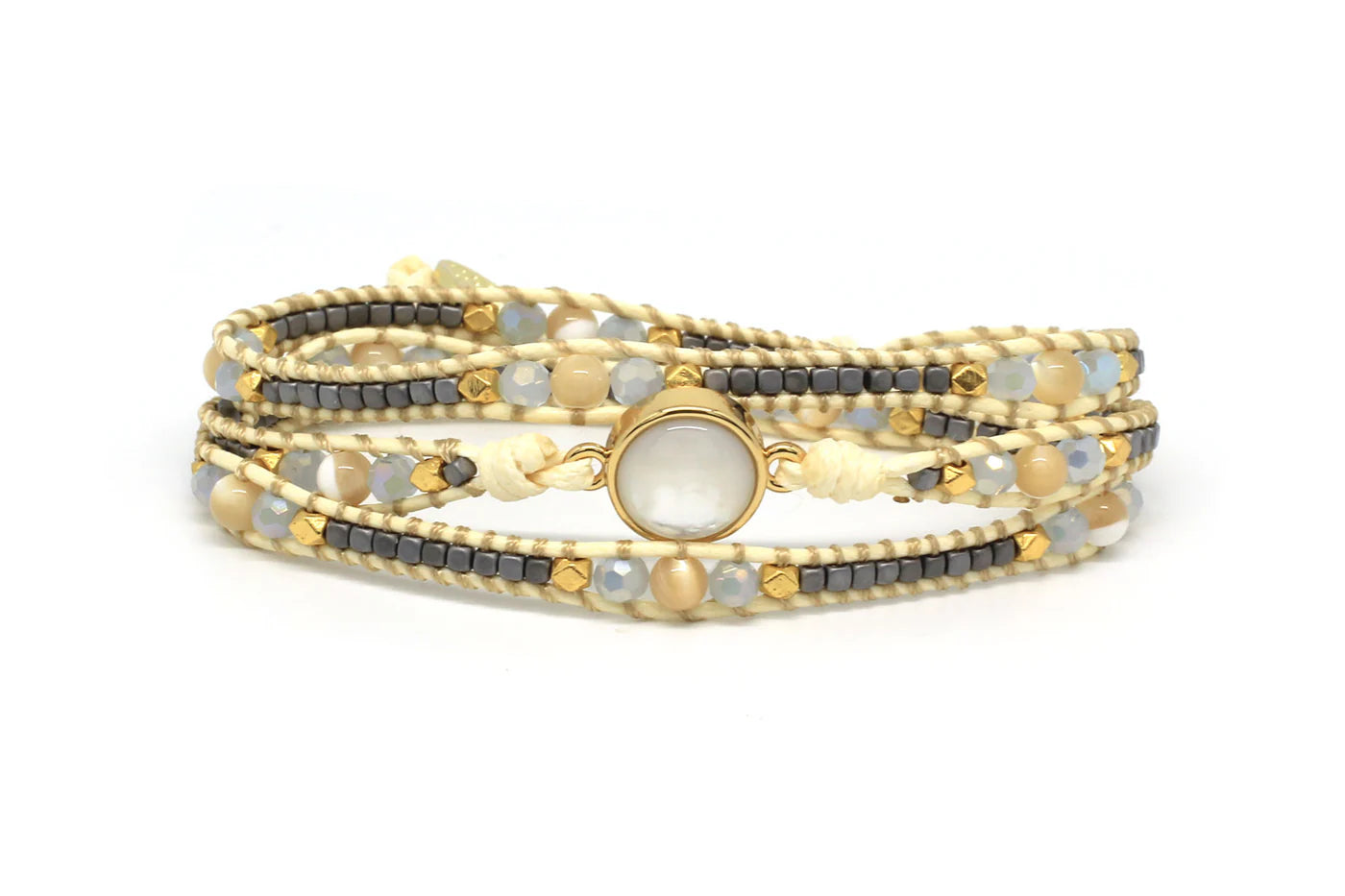 Boho Betty - America Pearl Gemstone Wrap Bracelet
