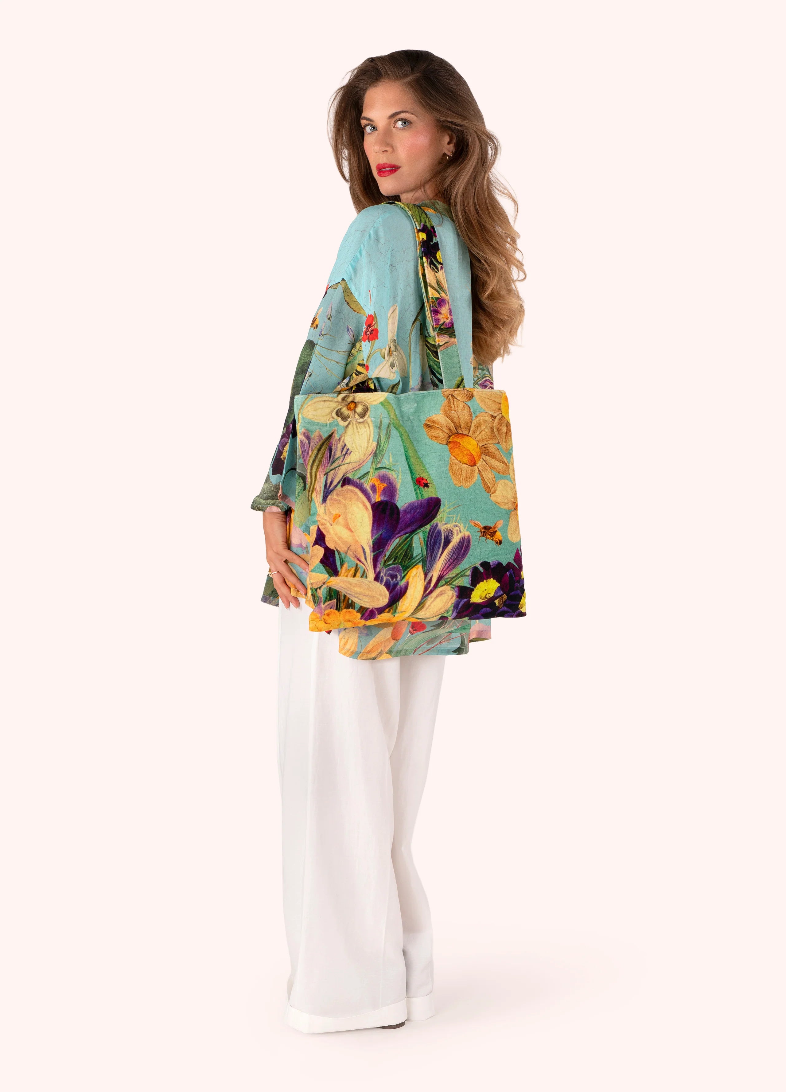 Powder -  Velvet Tote Bag - Spring Flora