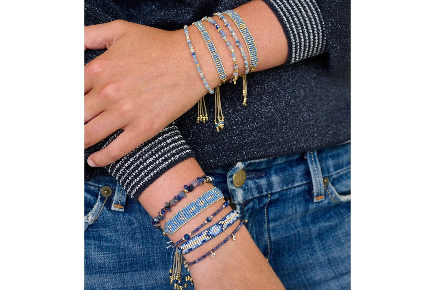 Bliss Blue Aventurine Gold Bracelet