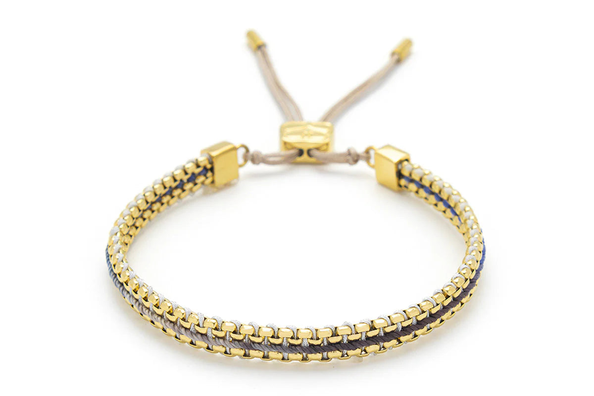 Bloom Denim Gold Braided Bracelet