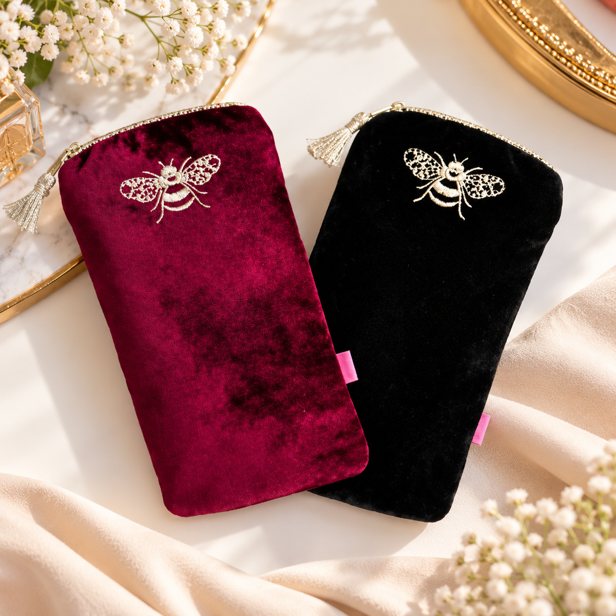 Silk Velvet Bee Glasses Pouch