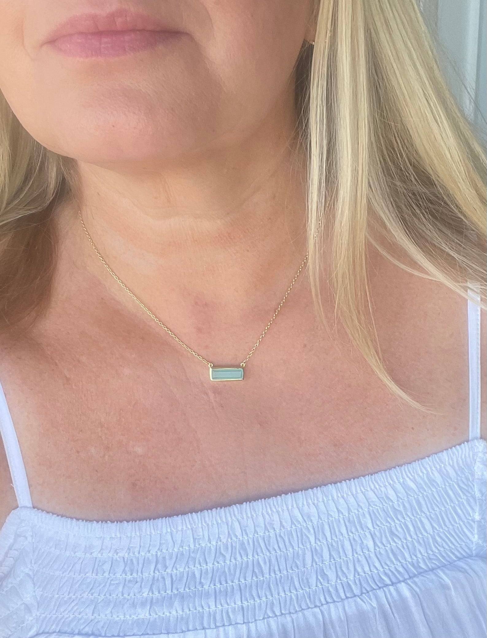 Rectangular Gemstone Necklace