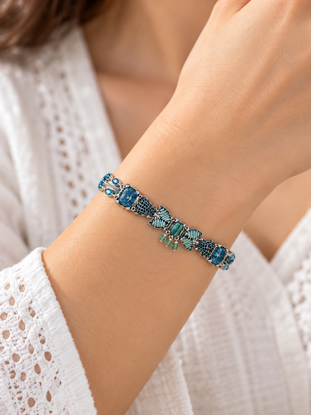 Blue Glassy Bracelet Deep Sea Set, Varuna