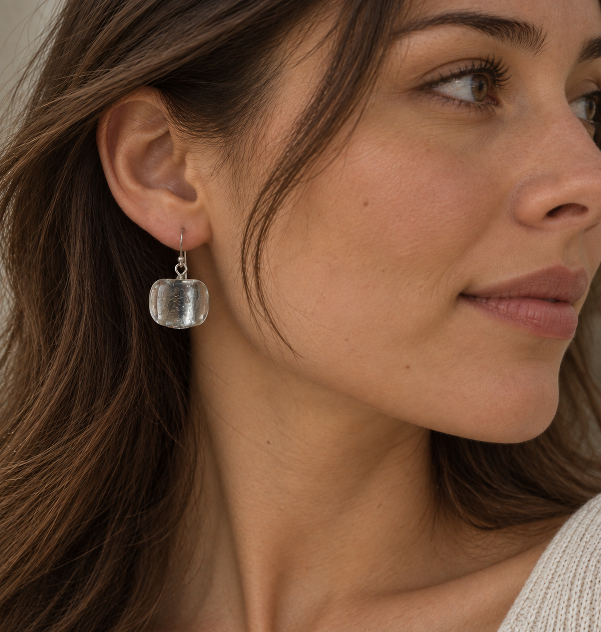 ZSISKA Design Radiance 1-Bead Earrings - Silver Foil