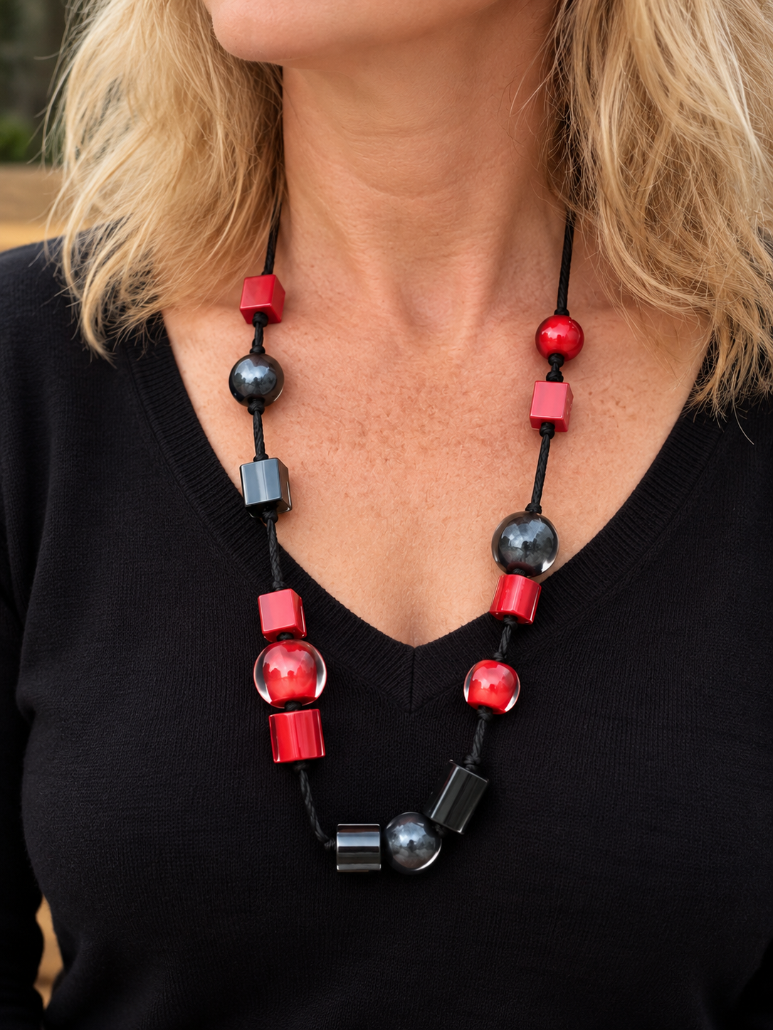 Adjustable Cord Necklace - Colourful Beads