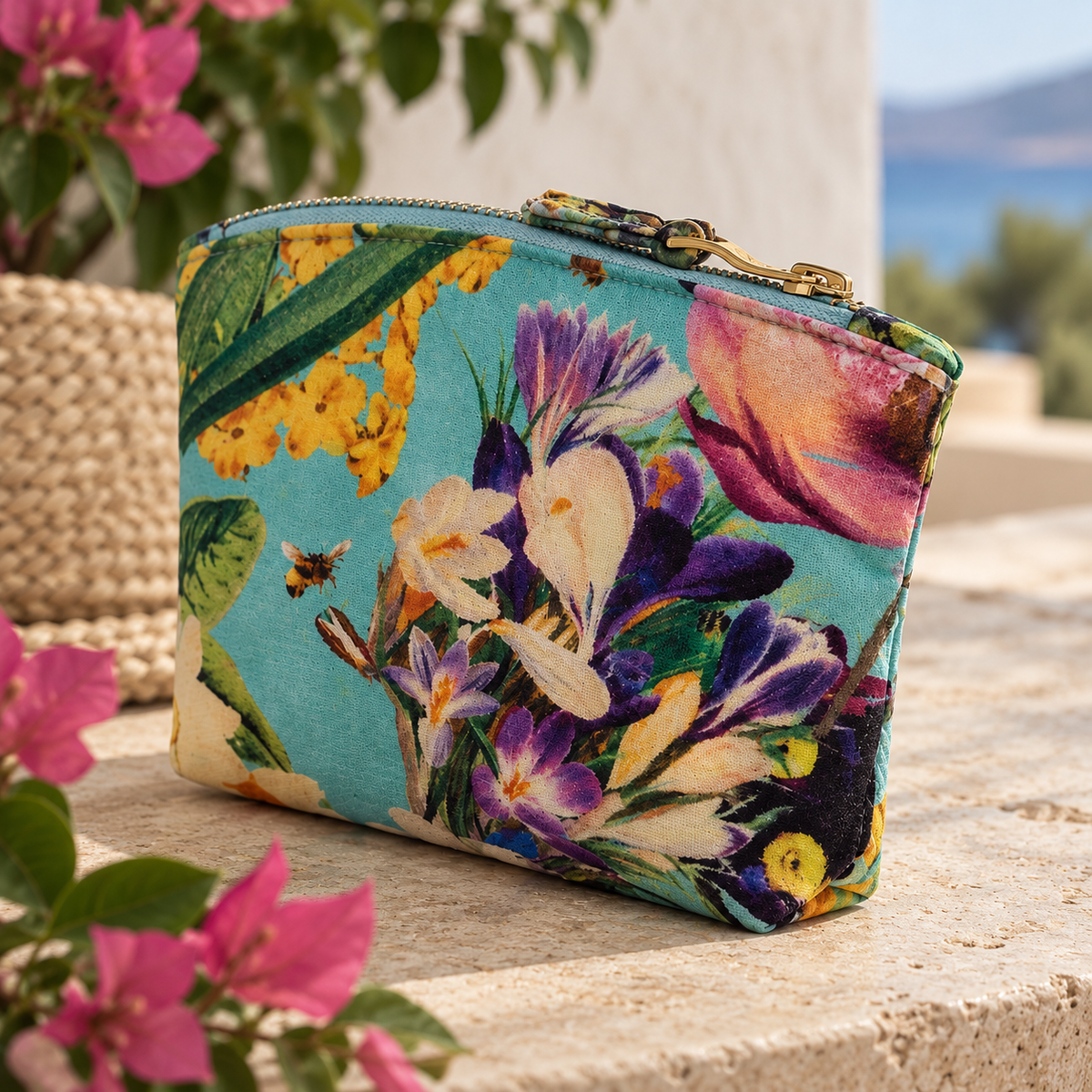 Powder - Printed Velvet Mini Pouch - Spring Flora