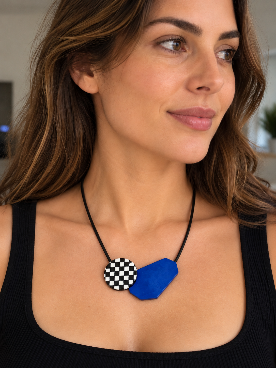 PRUE by ZSISKA Checkmate 2-Bead Necklace - Blue